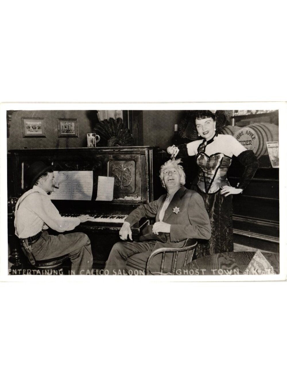 Entertaining In Calico Saloon Knotts Berry Farm Ghost Town Vintage Postcard